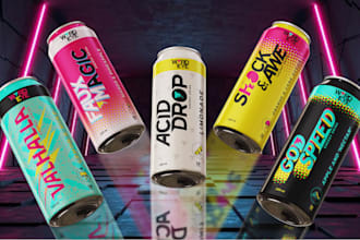 design premium energy drink, beer, soda can label and 3d