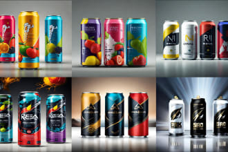 do energy drink, cans, beer, soda, label and 3d mockup
