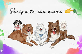 create enchanting watercolor cartoon portraits of your pet