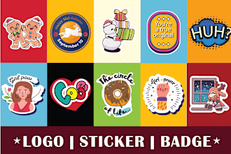 do logo, badge, vintage, sticker, label, decals, typography, and t shirt design