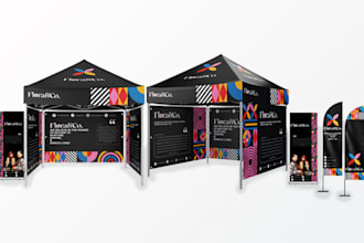 design custom print ready tent, canopy, rollup banner