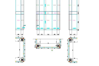 aluminum facade drawings, door, window details shop drawings