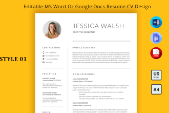 design professional and executive resume cv in ms word or google docs