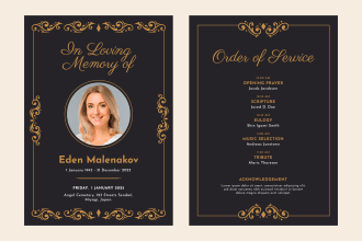 design a beautiful and respectful funeral or memorial program