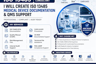 create iso 13485 medical device documentation and qms