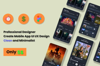 do clean and minimalist mobile app UI design