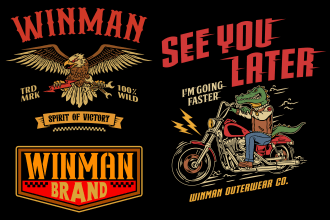 make retro motorcycle logo design in hand drawn style
