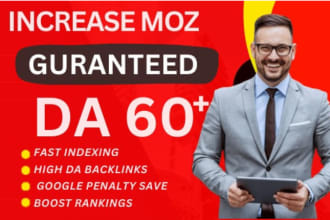 incrrease moz domain authority 0 up to 60 plus with high quality backlink