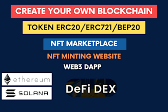 create blockchain tokens, web3, nft minting website and dapp