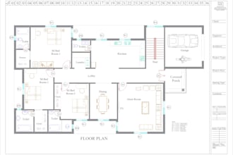 draw 2d floor plan, house plan in auto cad