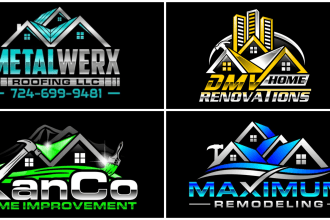 design modern construction, house renovation or remodeling logo