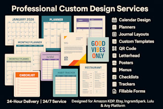 design custom calendars, planners, journal, etsy digital products