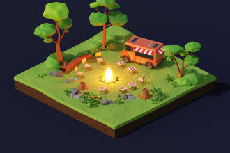 create low poly 3d illustration in blender