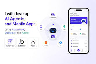 develop ai agents and mobile apps using flutterflow bubbleio and adalo