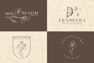 design hand drawn vintage, boho and botanical logo