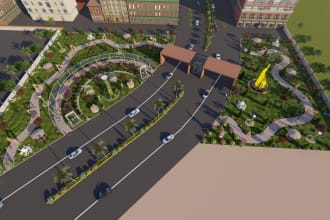 do 3d master plan rendering of architecture project, landscape