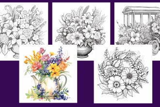 create HD quality greyscale coloring book pages