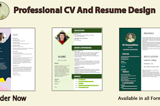 make professional resume design or modern cv template