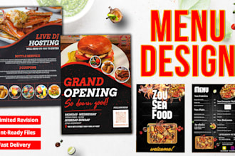 design restaurant and food menu, poster, flyer, brochure
