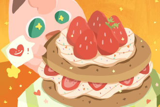 draw cute animal, food, cartoon or game characters stickers