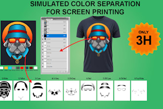 color separation vector, halftone, cmyk, simulated for t shirt screen printing