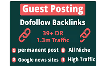 write and publish high da DR guest post with SEO dofollow backlinks