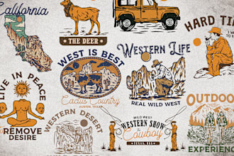 create illustration vintage style western, cowboy