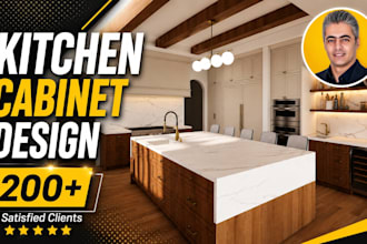 do custom 3d kitchen design with layout and rendering