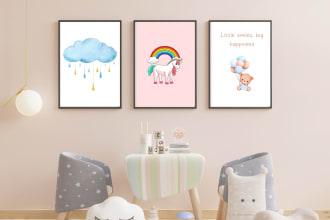 create cute printable nursery wall art, printables for etsy