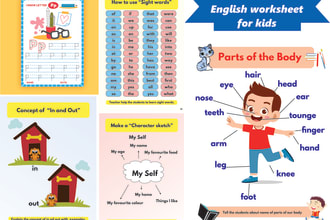 design interesting and enjoyable math and english worksheet for kids