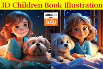 design children book illustration, children story book illustrations KDP
