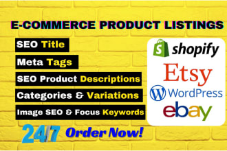 do shopify, ebay, etsy, wordpress product descriptions for your ecommerce site