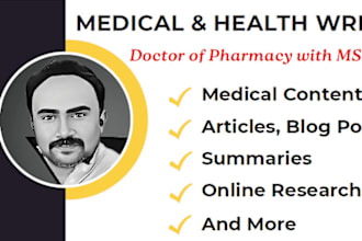 provide medical writing as a pharmd working with healthcare