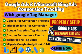 set up google ads microsoft bing ads conversion tracking ga4 gads with GTM