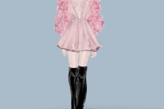create beautiful dress design, pencil sketch
