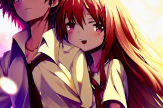 draw anime, fanart, nsfw, anime couple,