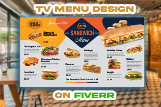 make static TV menu design or digital board menu design