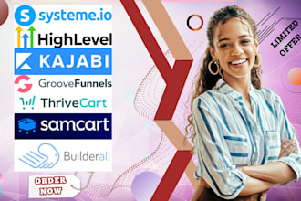 do systeme io groove funnels gohighlevel kajabi thrivecart samcart landing pages