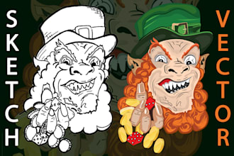 convert sketch to vector illustration, redraw logo or images