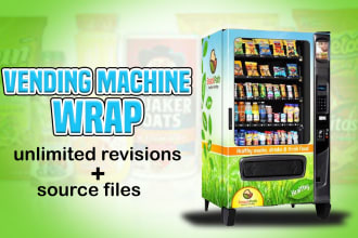 design vending machine wrap,popcorn ,ice cream, custom machine wrap