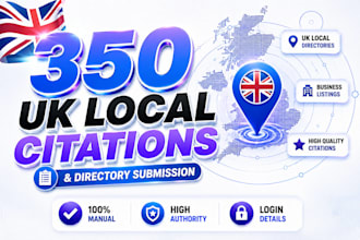 create 350 UK local citations and directory submission