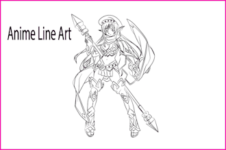 line art anime high quality and resolution , linear anime character