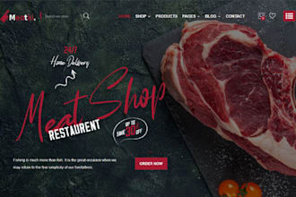 design butcher shopify store seafood store grocery meat food restaurant website