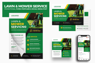 do lawn care, landscape, gardening flyer, postcard, door hanger, banner design
