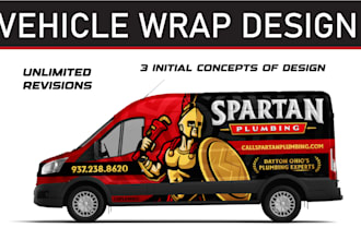 do vehicle wrap designs for car wrap,van wrap,truck wrap,trailer wrap, bus wrap