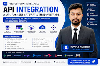 integrate any API ai API payment gateway and third party API