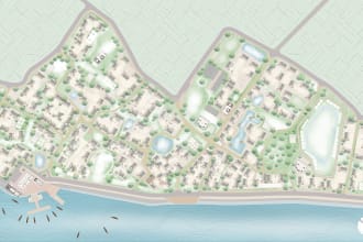 render photoshop 2d floor plan, master plan, and landscape plan