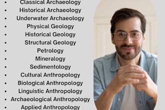 write archaeology, geology and anthropology tasks