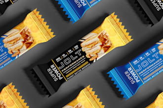 protein bar, snacks, wrapper, and chocolate packaging design
