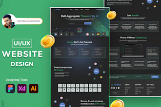 do website ui ux design figma prototype mockup, homepage design crypto exchange